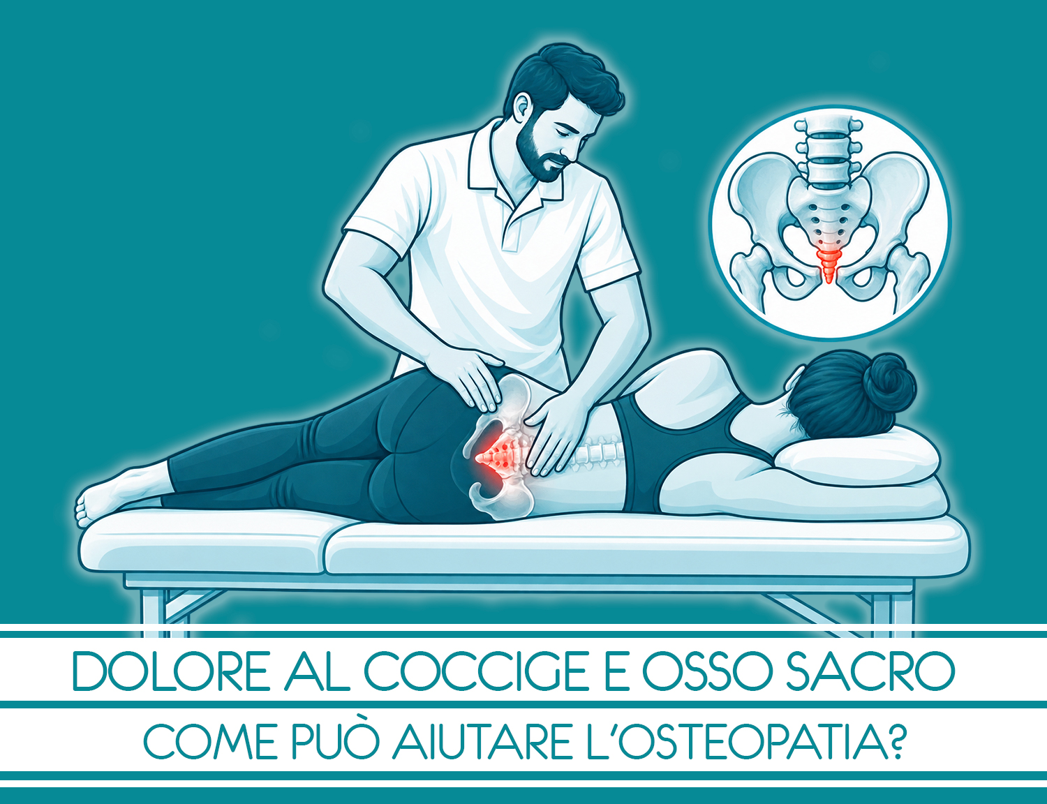 osteopata che tratta il dolore al coccige e all'osso sacro con tecniche manuali